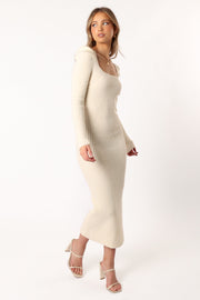 Petal and Pup USA DRESSES Camryn Puff Sleeve Knit Sweater Dress - Ivory