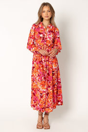 Petal and Pup USA DRESSES Candee Long Sleeve Maxi Dress - Red Orange