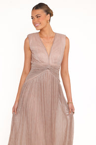 Petal and Pup USA DRESSES Cara Maxi Dress - Rose Gold