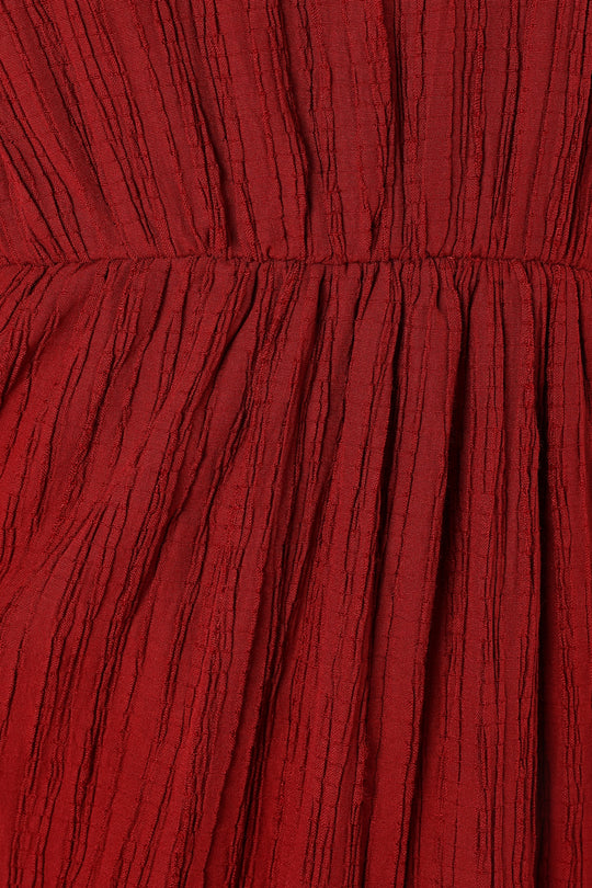 Carina Pleated Midi Dress - Dark Red - Petal & Pup USA