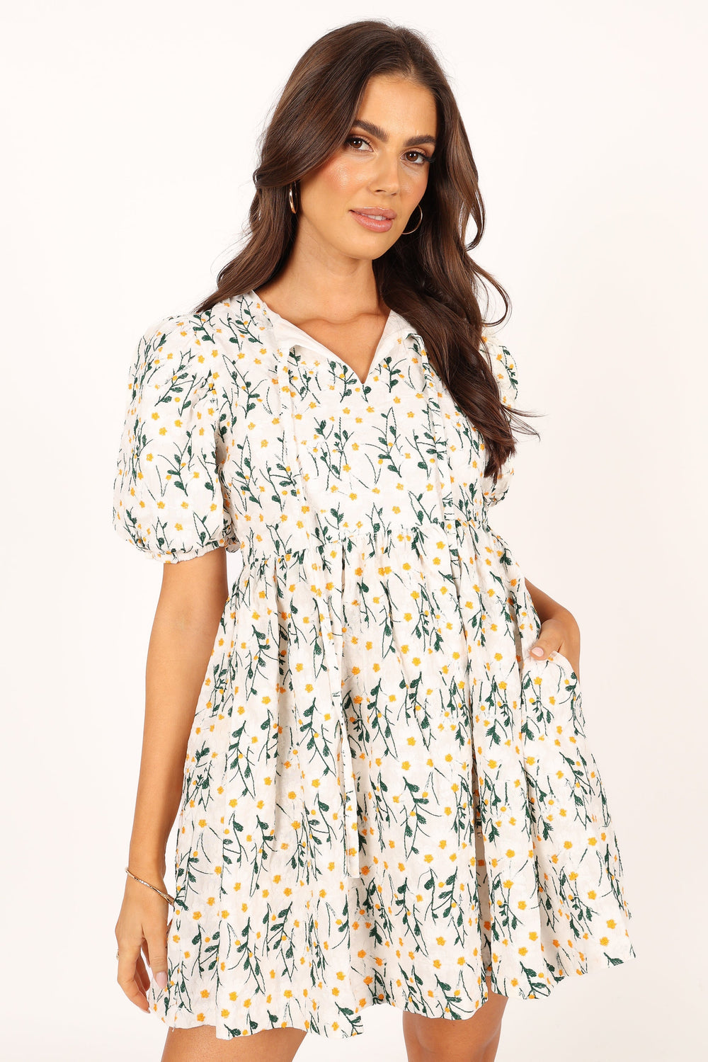 Carla Puff Sleeve Mini Dress - White - Petal & Pup USA