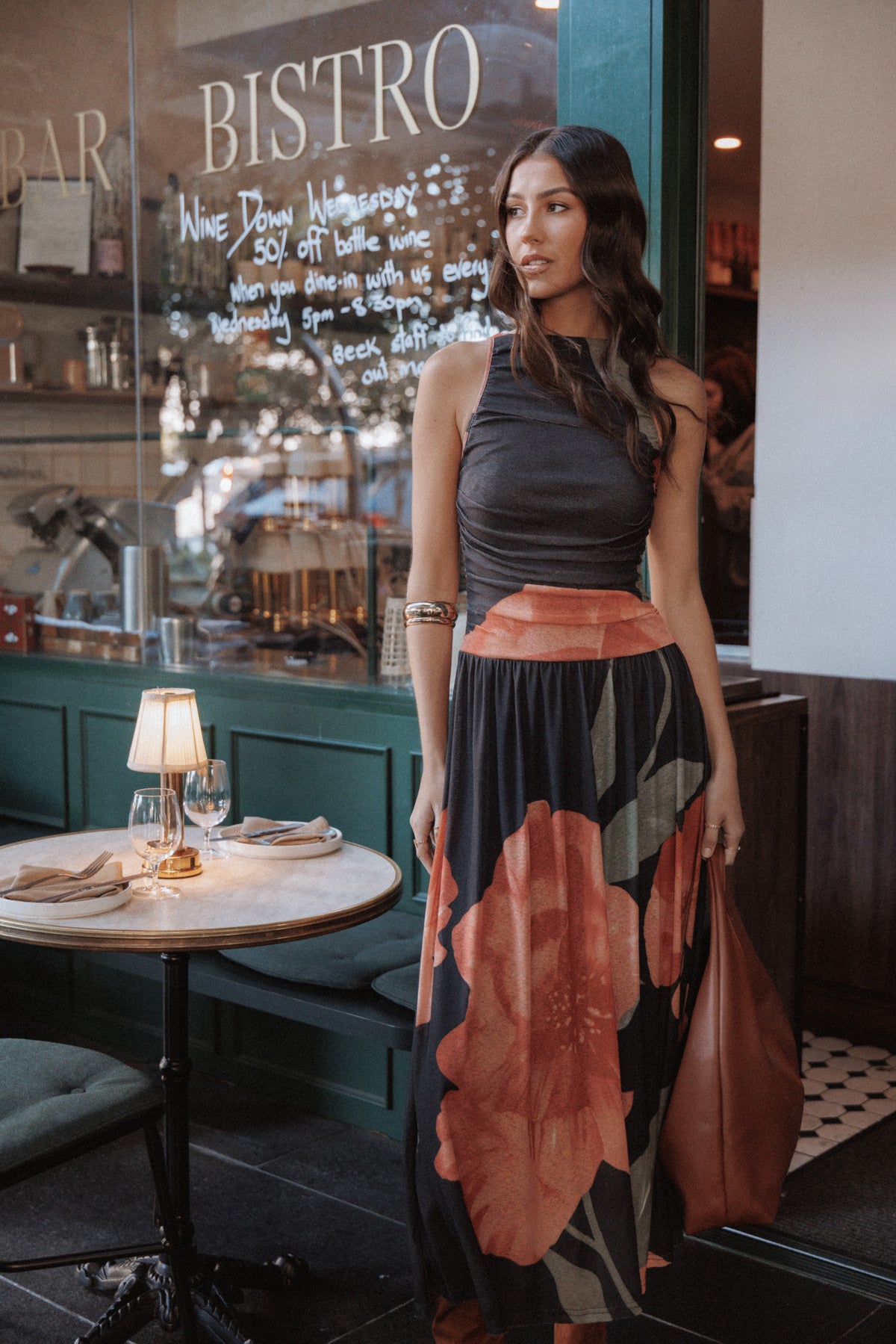 black floral peplum myles midi dress Carlin Midi Dress
