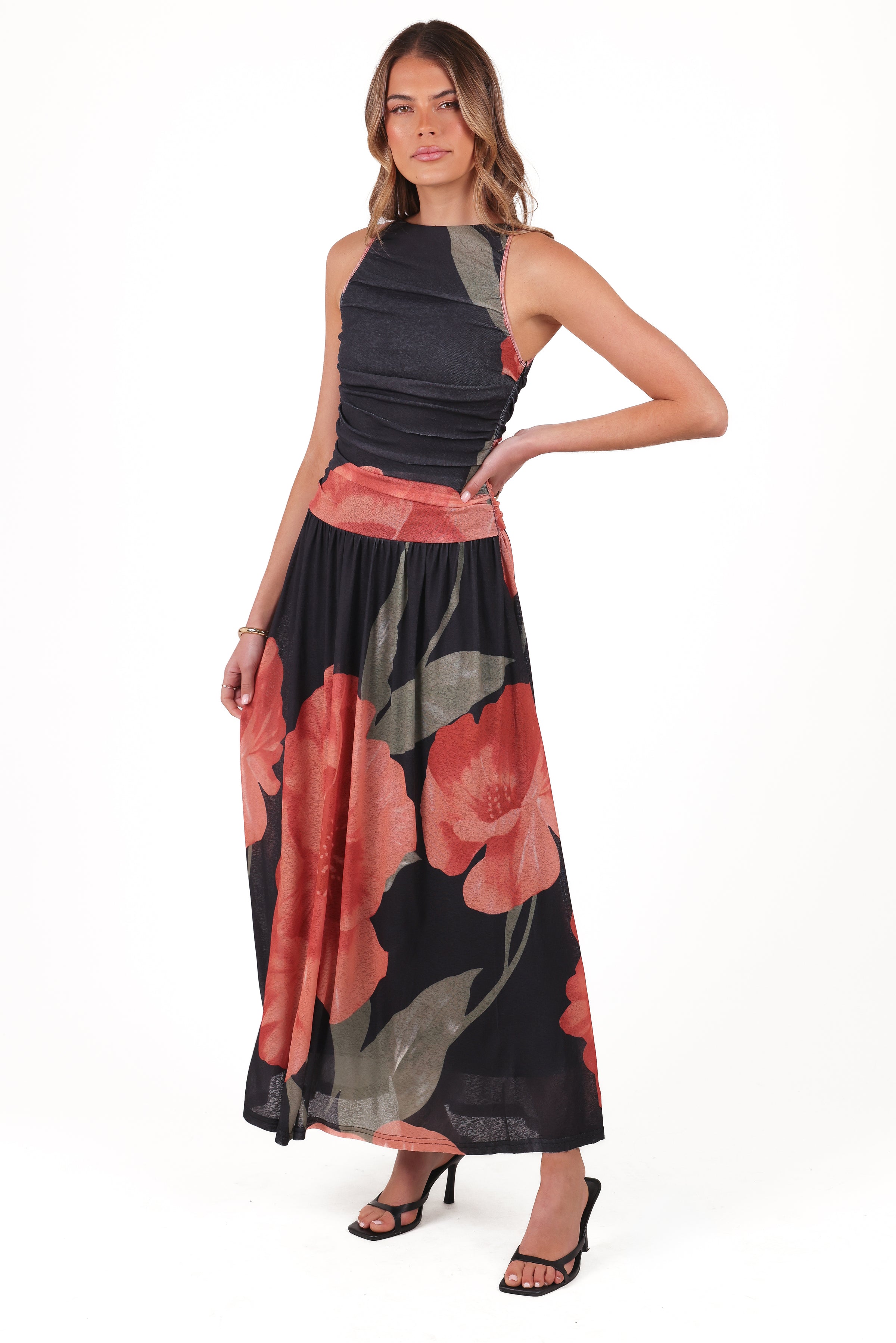 Petal and Pup USA DRESSES Carlin Midi Dress - Black Floral