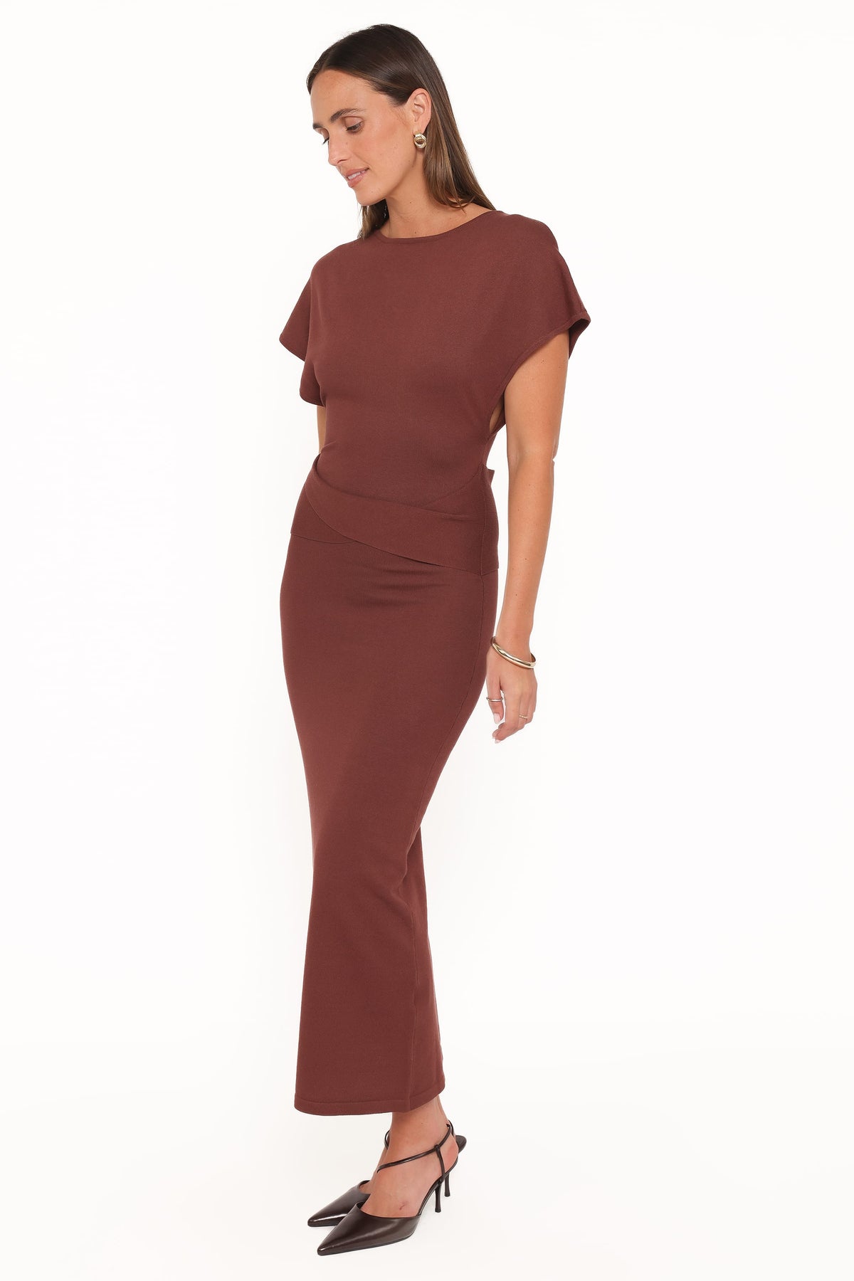 Petal and Pup USA DRESSES Carlina Midi Dress - Brown