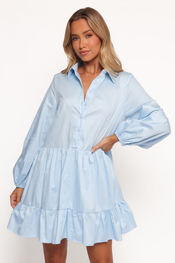 Petal and Pup USA DRESSES Carlotta Long Sleeve Mini Dress - Blue