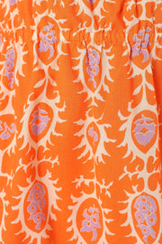 Petal and Pup USA DRESSES Carmen Off Shoulder Mini Dress - Orange Print