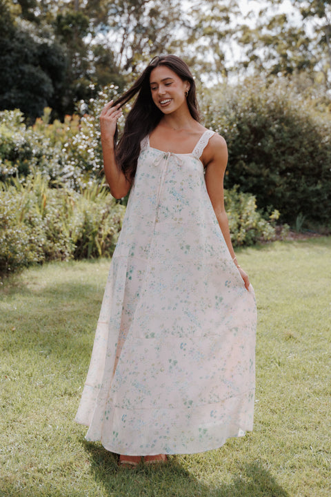 caroline's birthday dress CAROLINE PARTY DRESS IN LARGE FLORAL True Bias