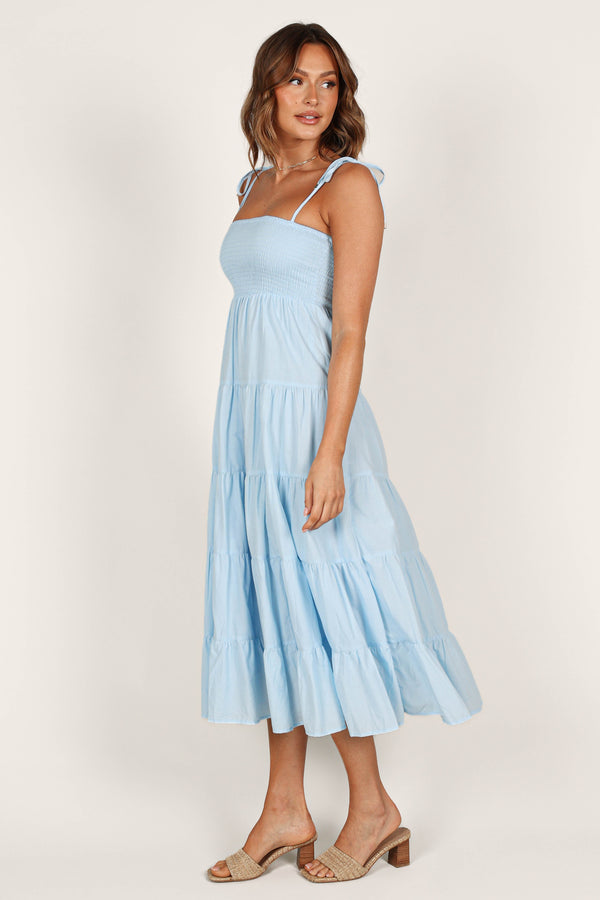 Petal and Pup USA DRESSES Carrol Shirred Bodice Maxi Dress - Blue