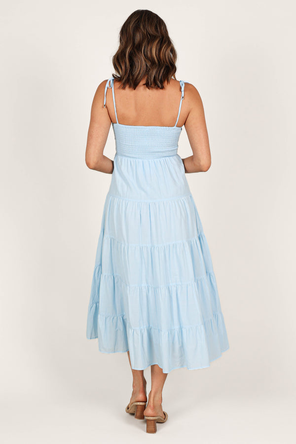 Petal and Pup USA DRESSES Carrol Shirred Bodice Maxi Dress - Blue