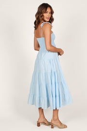 Petal and Pup USA DRESSES Carrol Shirred Bodice Maxi Dress - Blue
