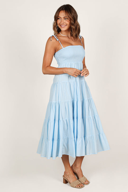 Carrol Shirred Bodice Maxi Dress - Blue - Petal & Pup USA