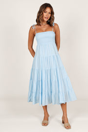 Petal and Pup USA DRESSES Carrol Shirred Bodice Maxi Dress - Blue