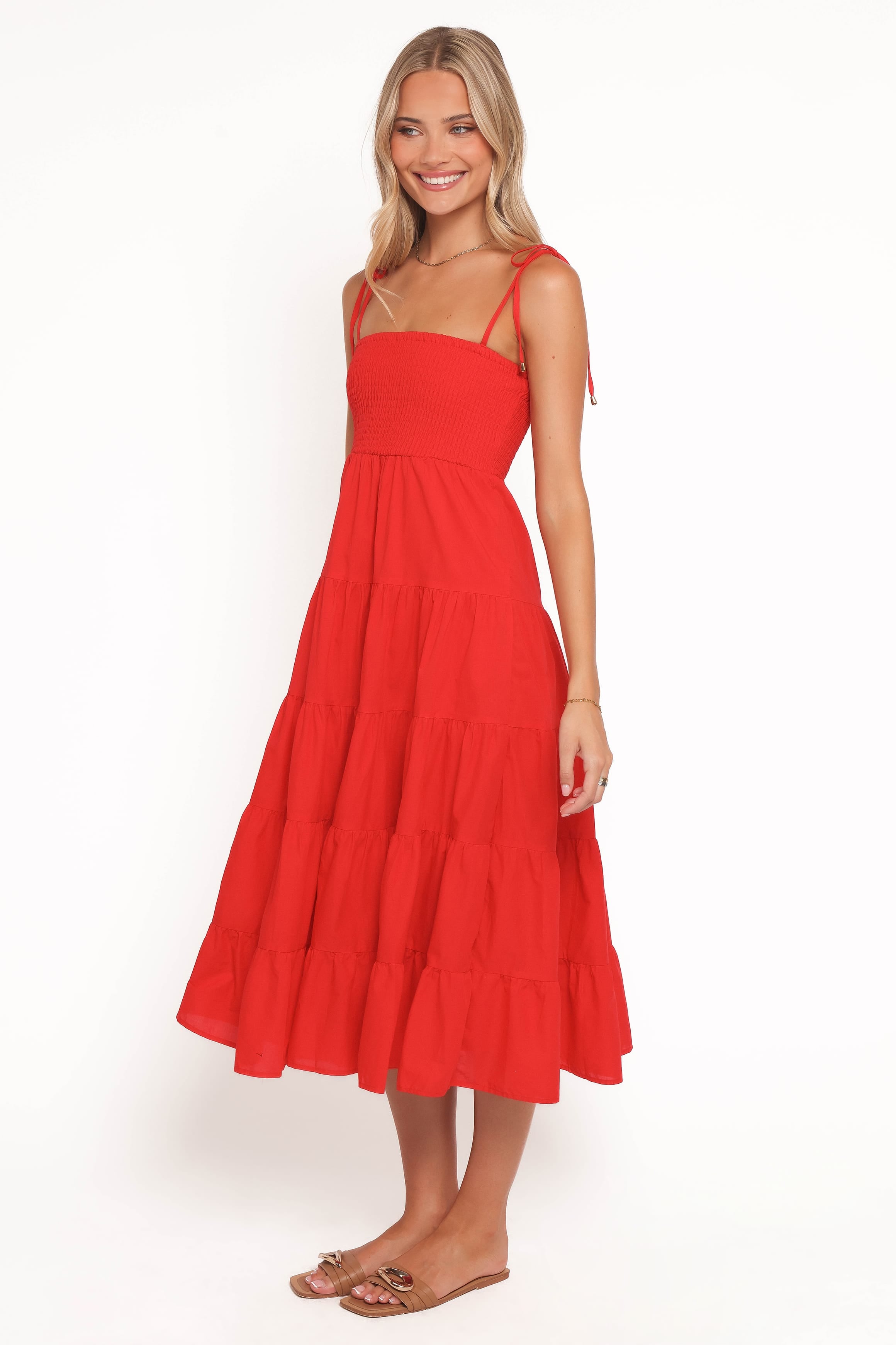 Petal and Pup USA DRESSES Carrol Shirred Bodice Maxi Dress - Red