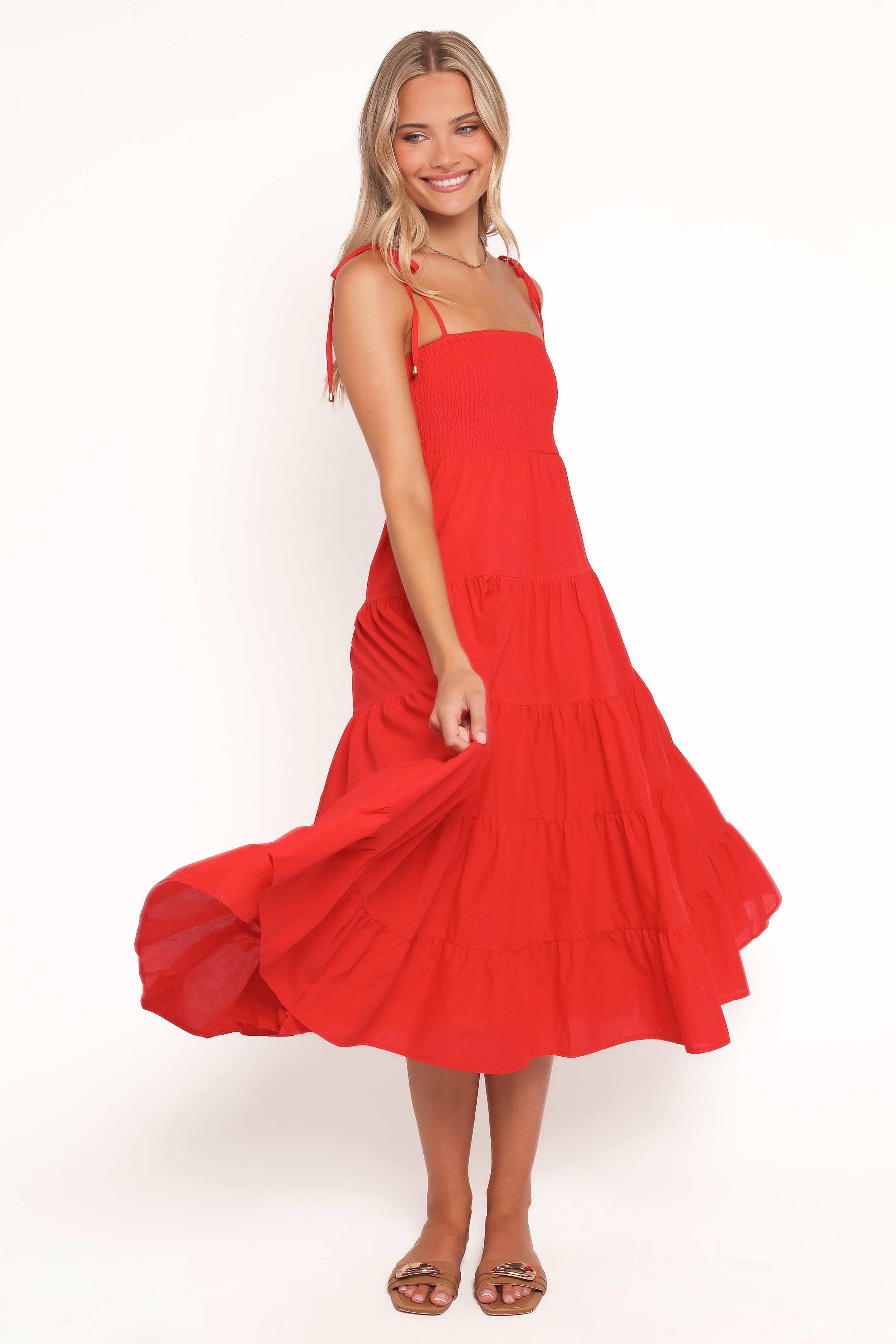 Petal and Pup USA DRESSES Carrol Shirred Bodice Maxi Dress - Red