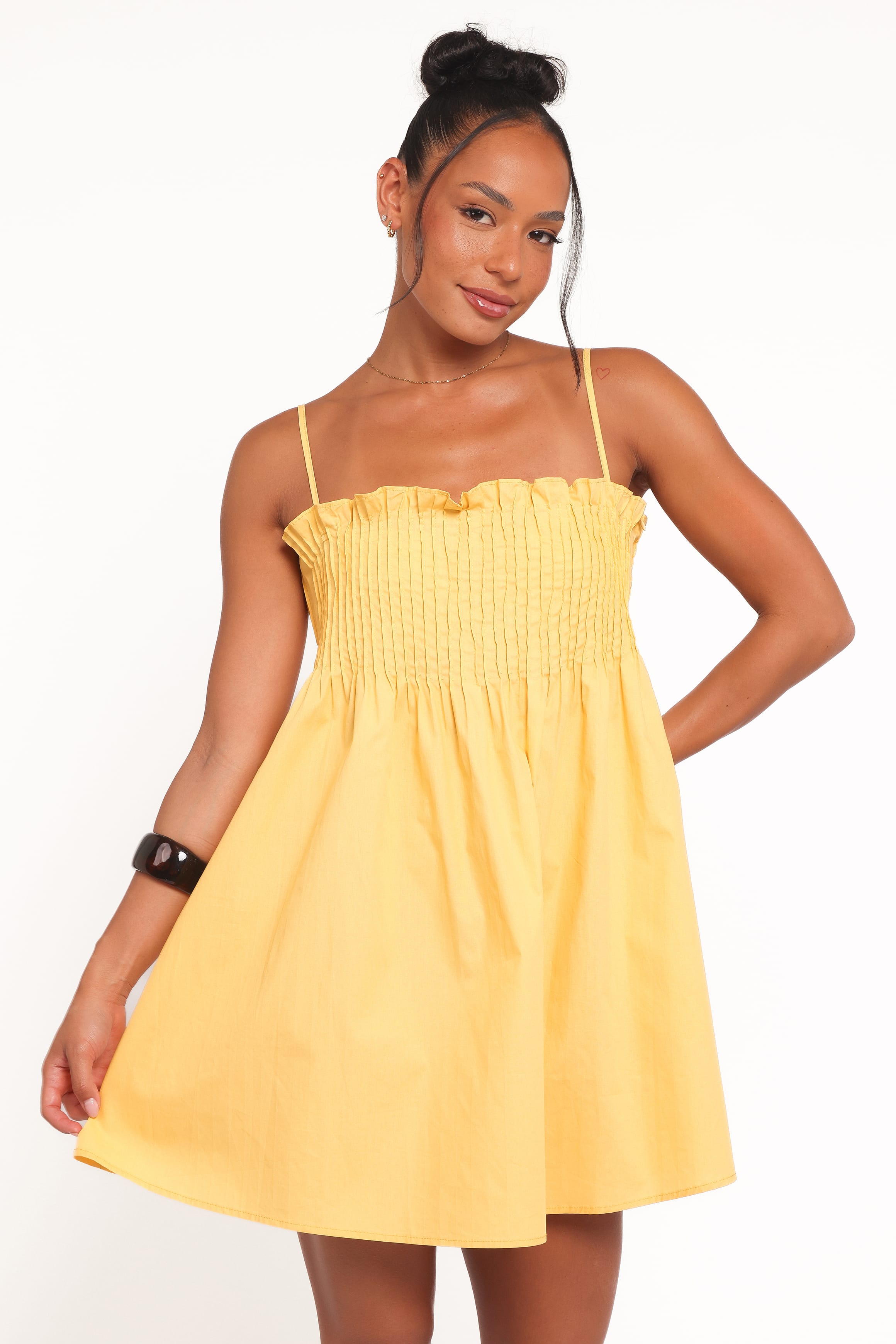 Petal and Pup Women's Carson Pleated Mini Dress - Mango Petal and Pup Women's Carson Pleated Mini Dress - Mango