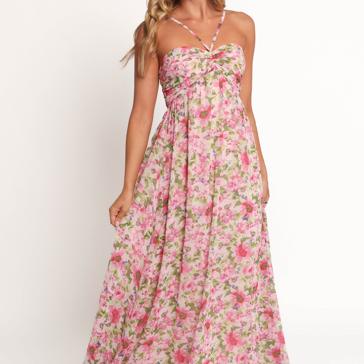 knee length dresses for ladies Petal and Pup Cascade Halterneck Maxi Dress