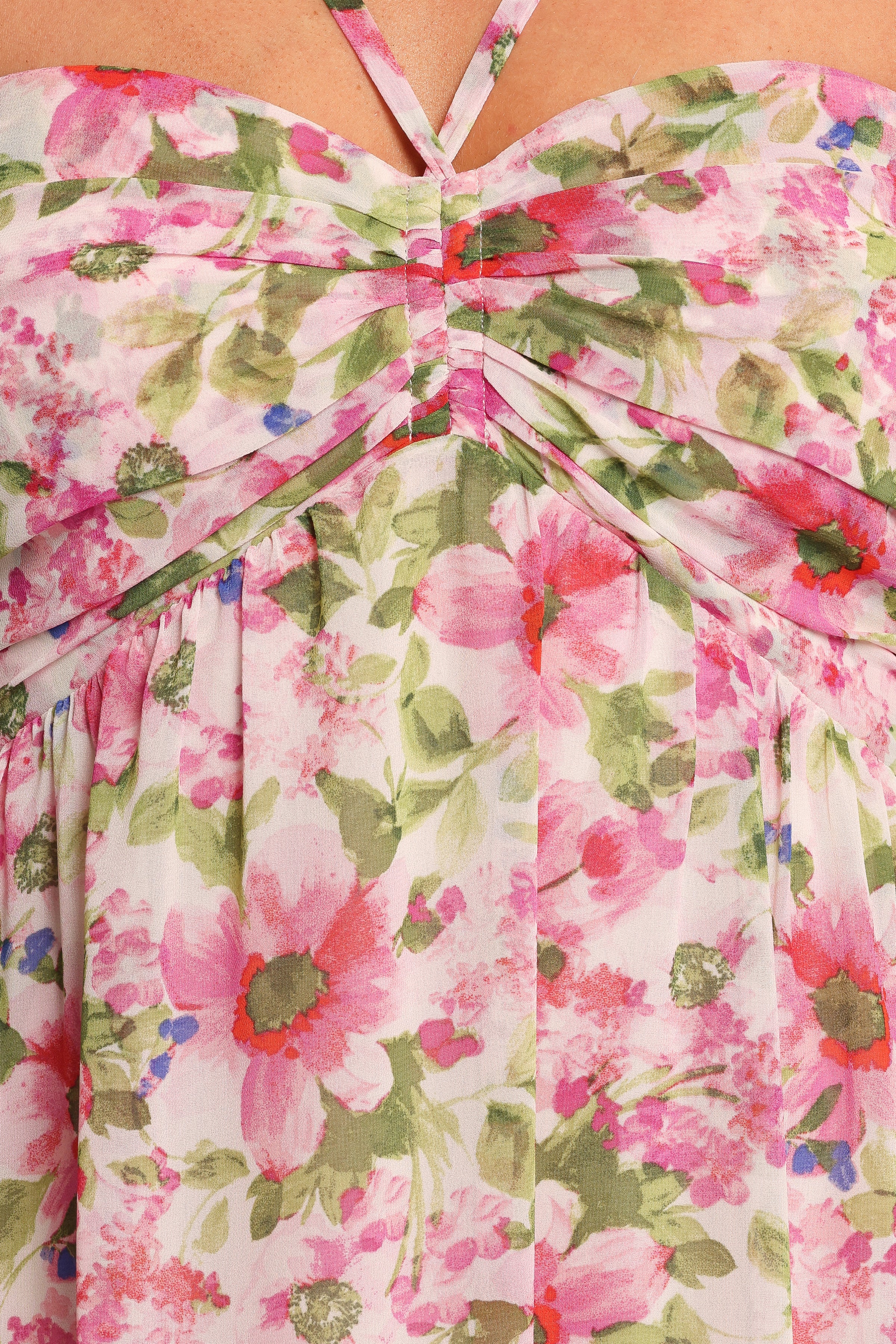 Petal and Pup USA DRESSES Cascade Halterneck Maxi Dress - Carmine Rose