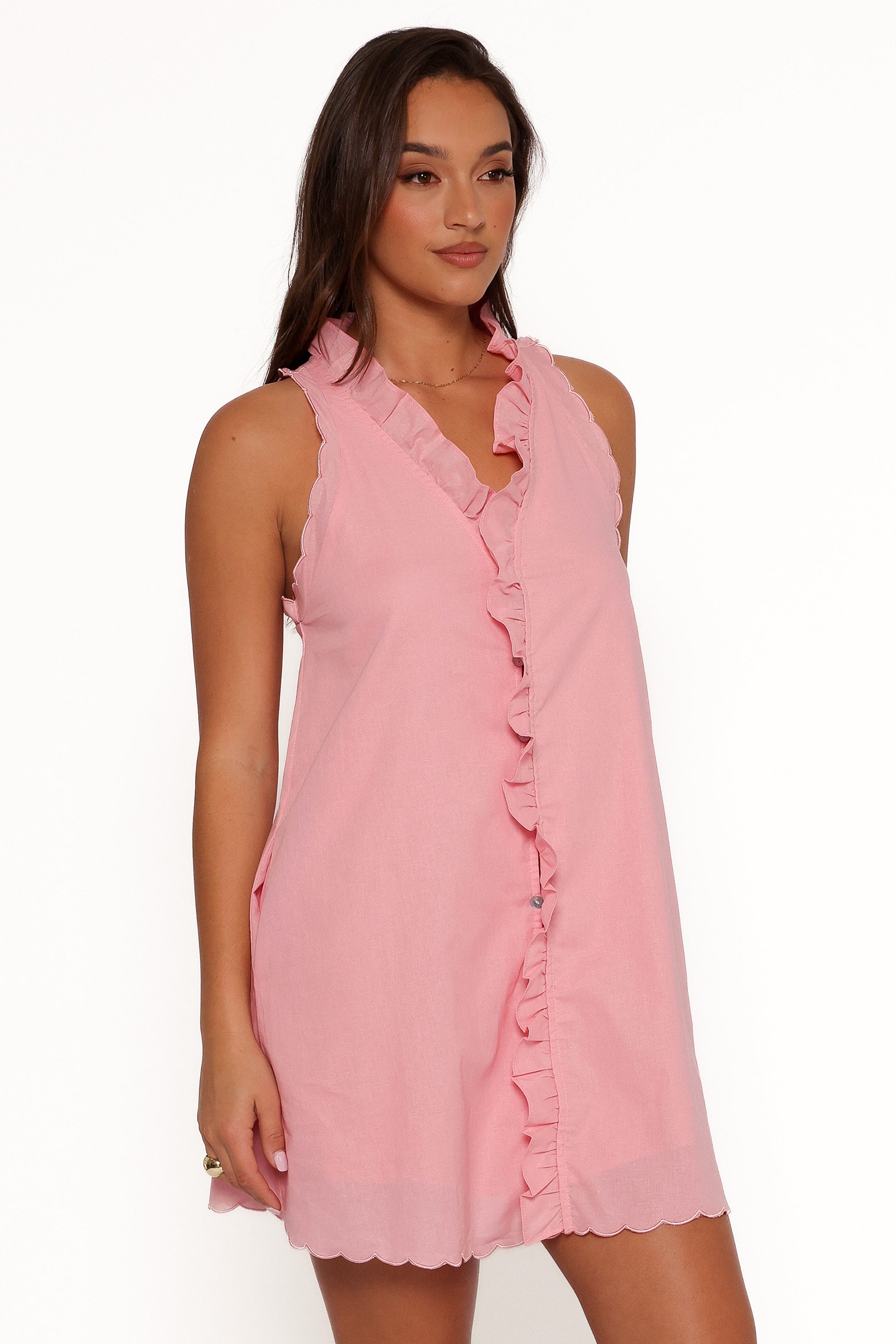 Petal and Pup USA DRESSES Cassandra Ruffle Mini Dress - Pale Pink