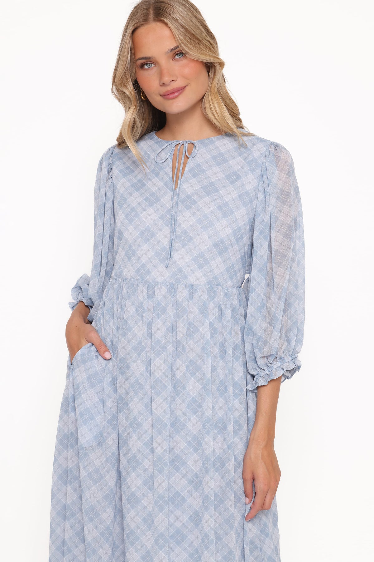 Petal and Pup USA DRESSES Cassina Maxi Dress - Blue Plaid