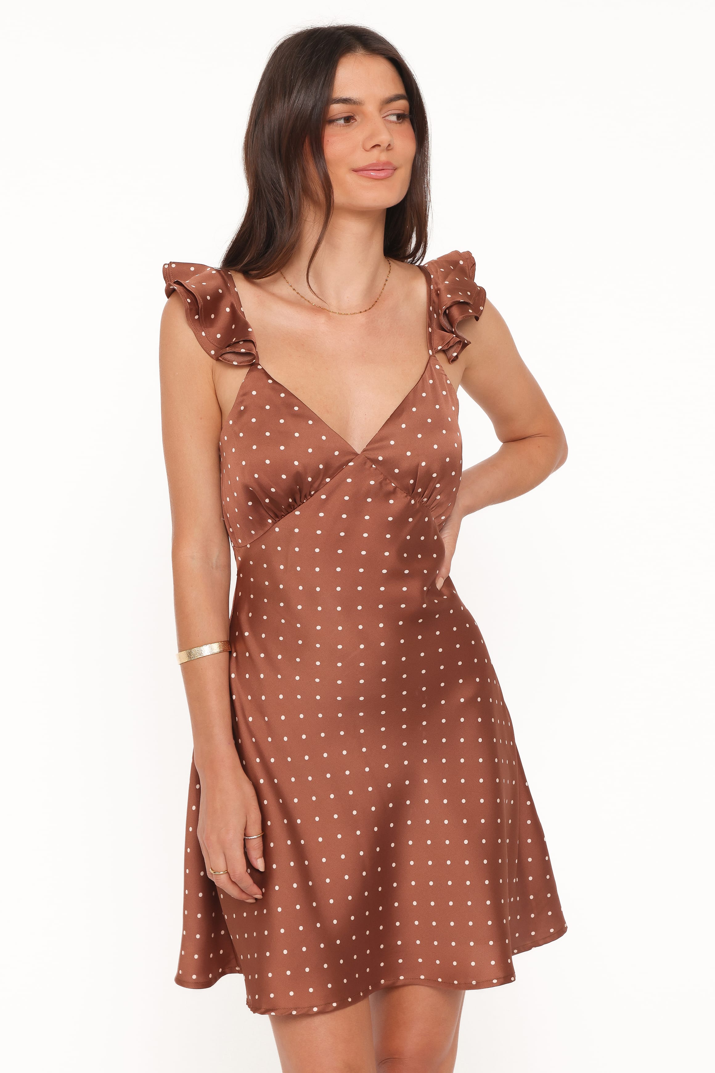 Cassinda Mini Dress - Brown Polka Dot | Petal & Pup USA Cassinda Mini Dress - Brown Polka Dot | Petal & Pup USA