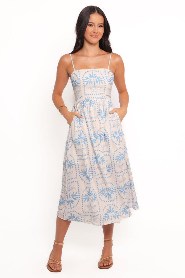 Petal and Pup USA DRESSES Cathy Midi Dress - Blue/White (Hold for Rack)