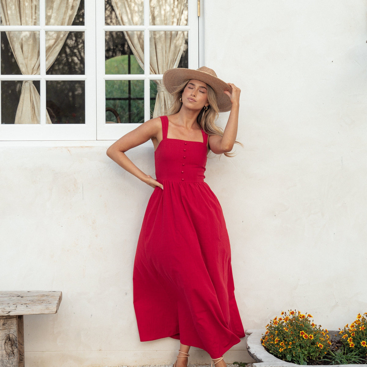 red midi dresses Petal and Pup Women's Caty Maxi Dress