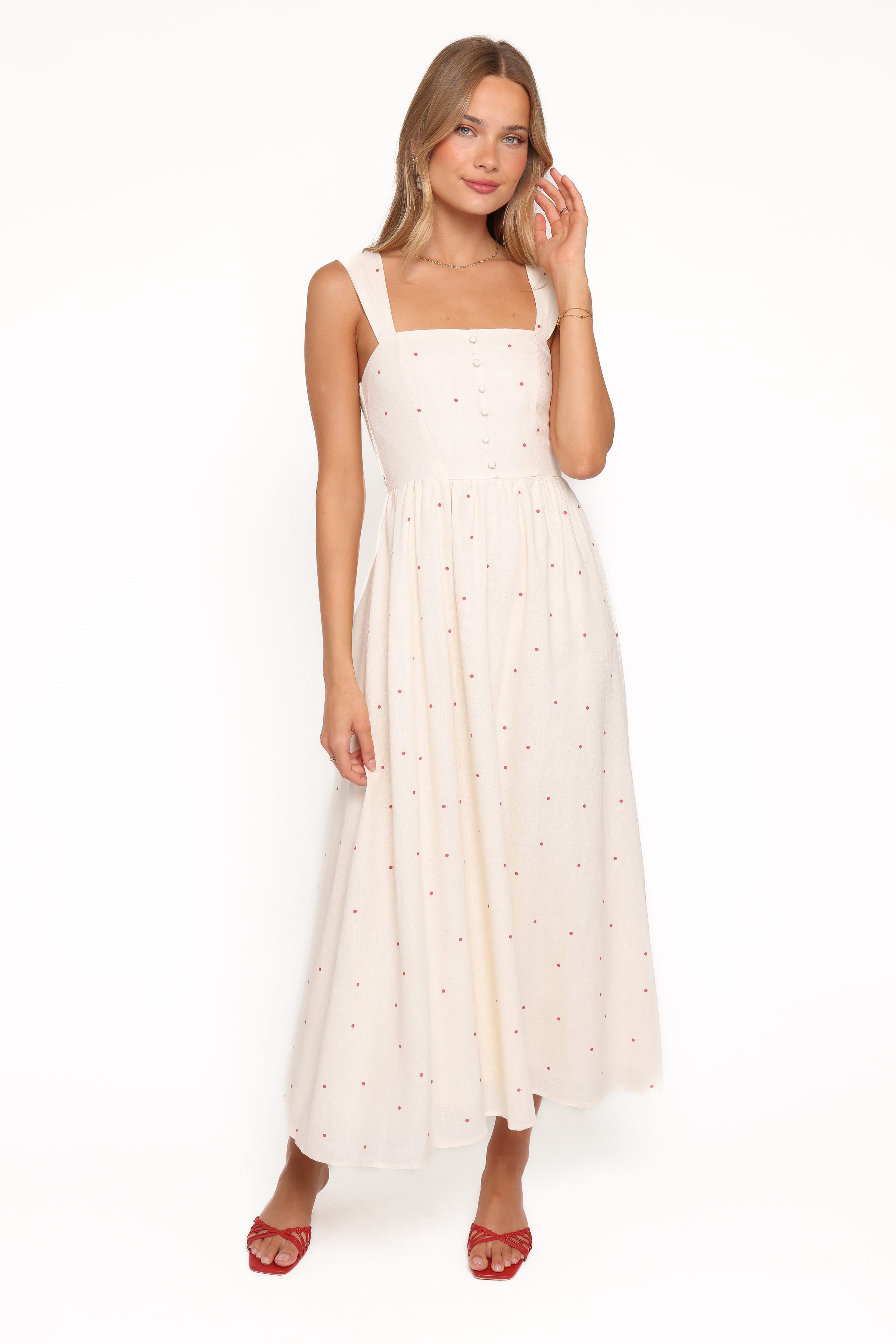Petal and Pup USA DRESSES Caty Maxi Dress - Red Polka Dot