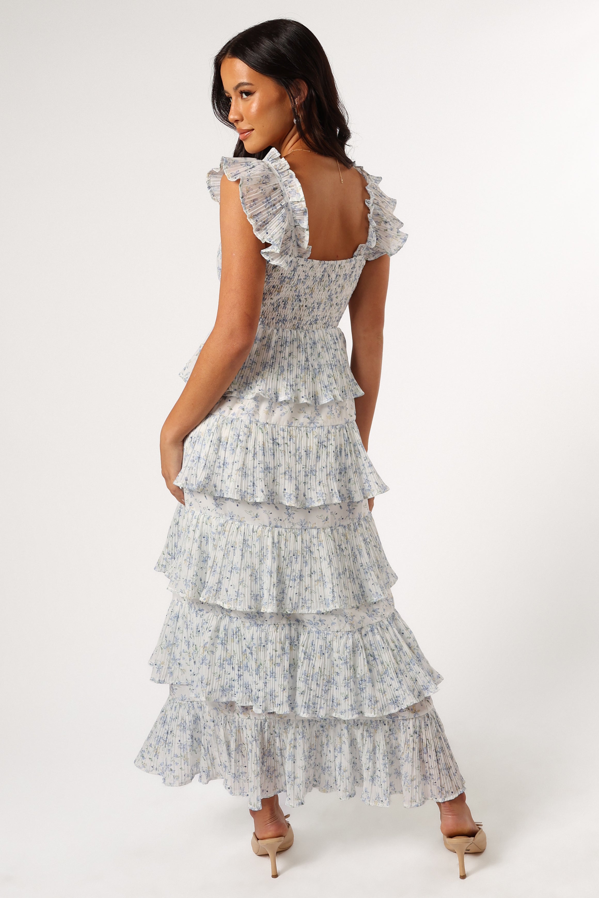 Petal and Pup USA DRESSES Cayson Midi Ruffle Dress - Cream Lavender