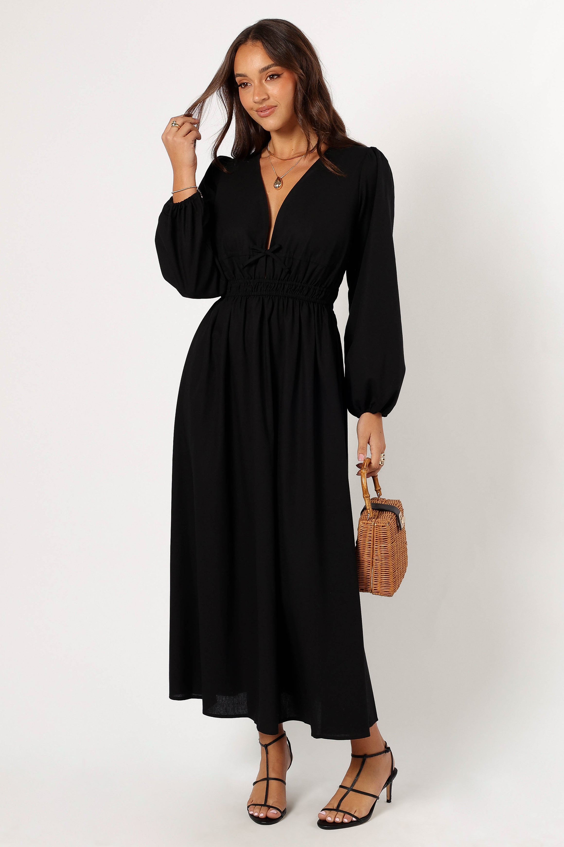 Petal and Pup USA DRESSES Cece Long Sleeve Maxi Dress - Black