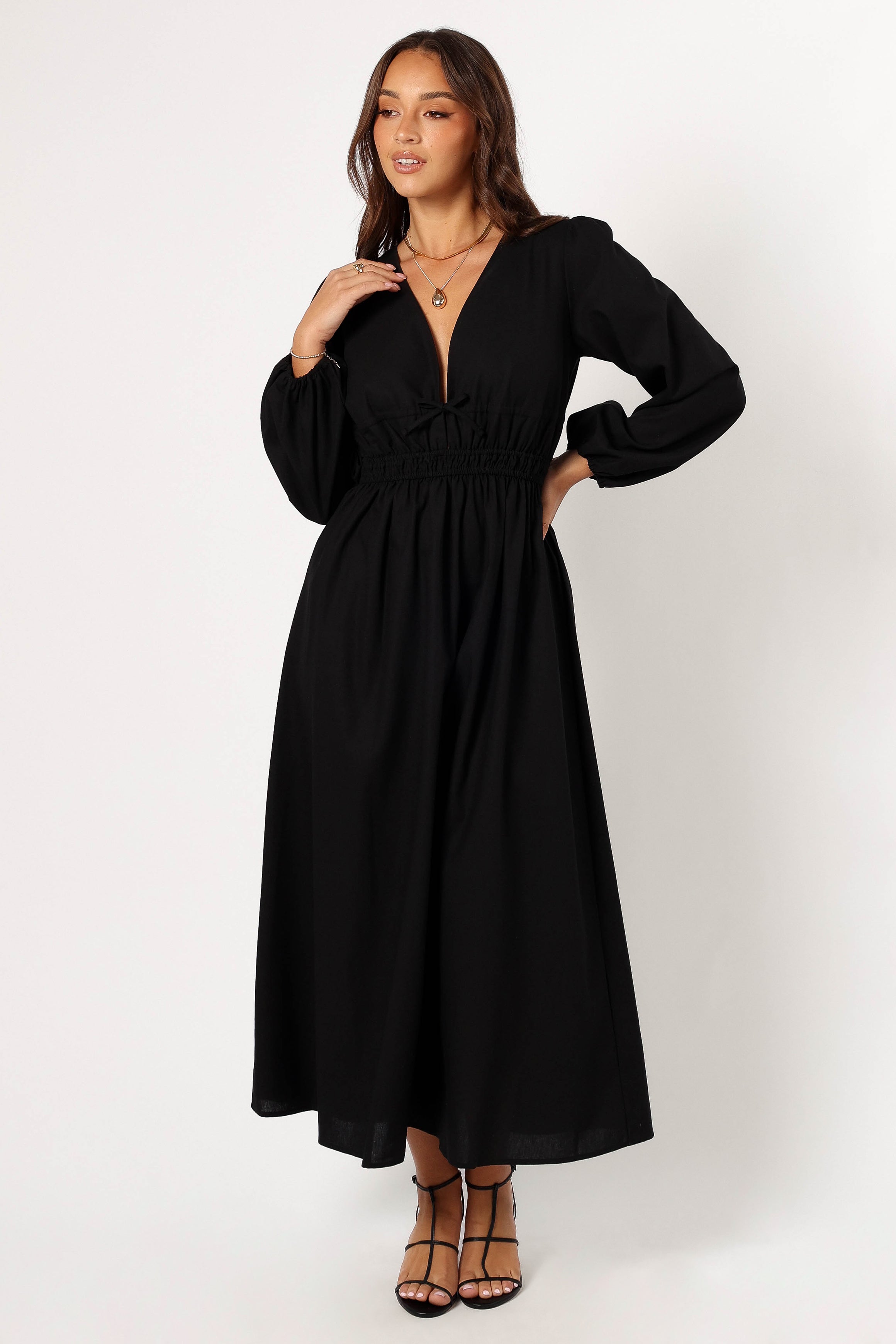 Petal and Pup USA DRESSES Cece Long Sleeve Maxi Dress - Black
