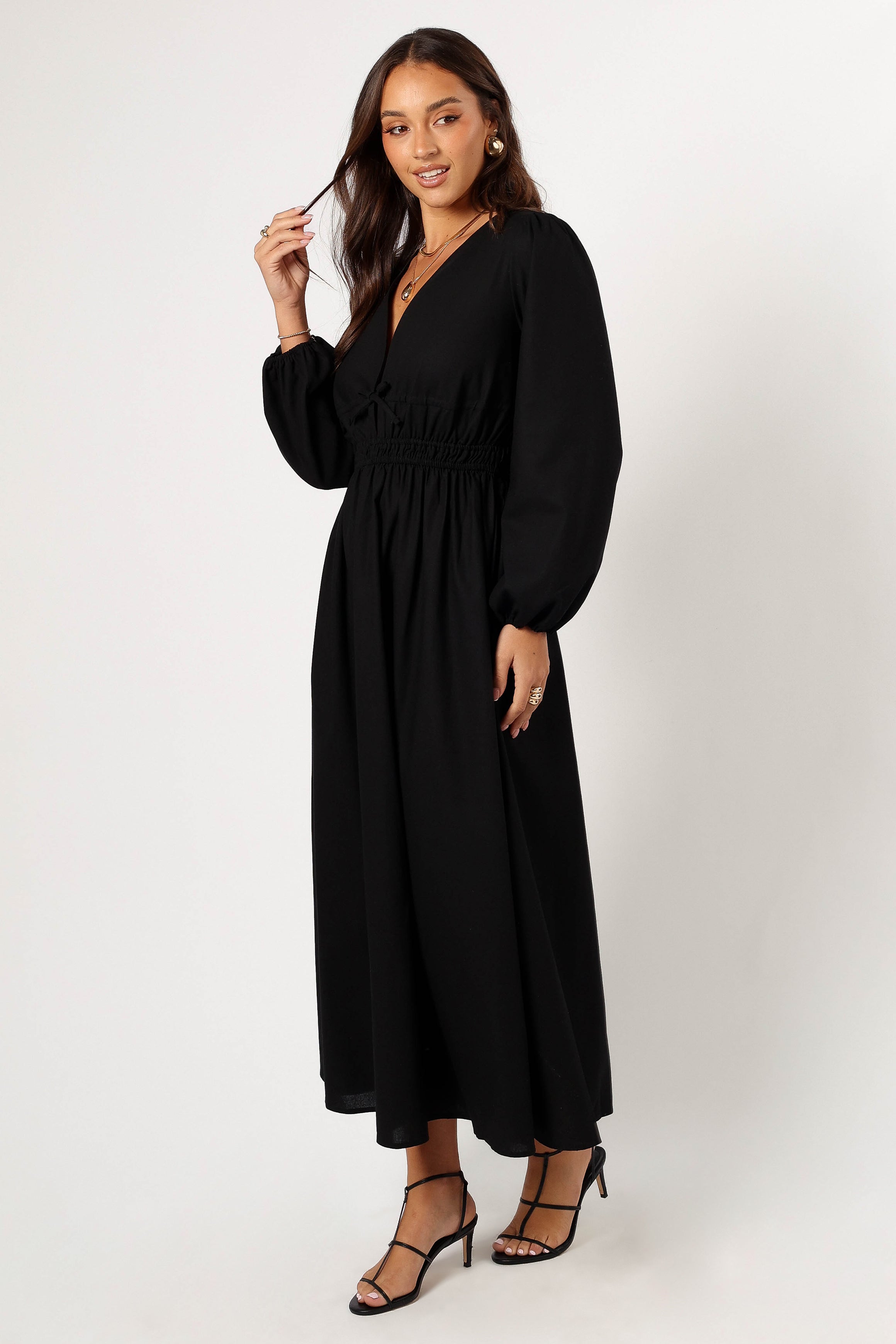 Petal and Pup USA DRESSES Cece Long Sleeve Maxi Dress - Black