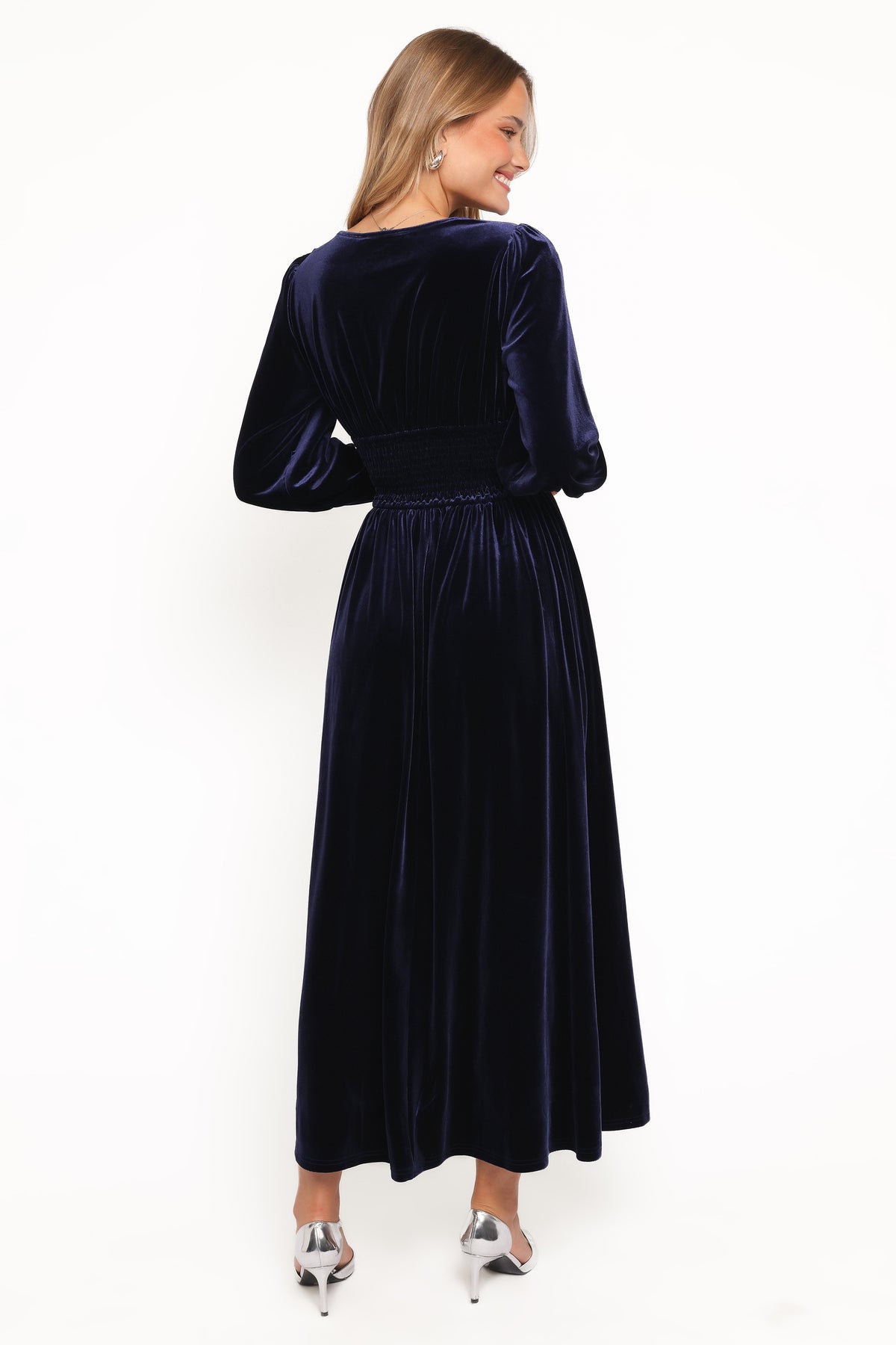 knee length dresses for ladies Velvet Bodycon Formal Midi Dress Elegant Slit Evening Dress – ZINNTRA main image 1