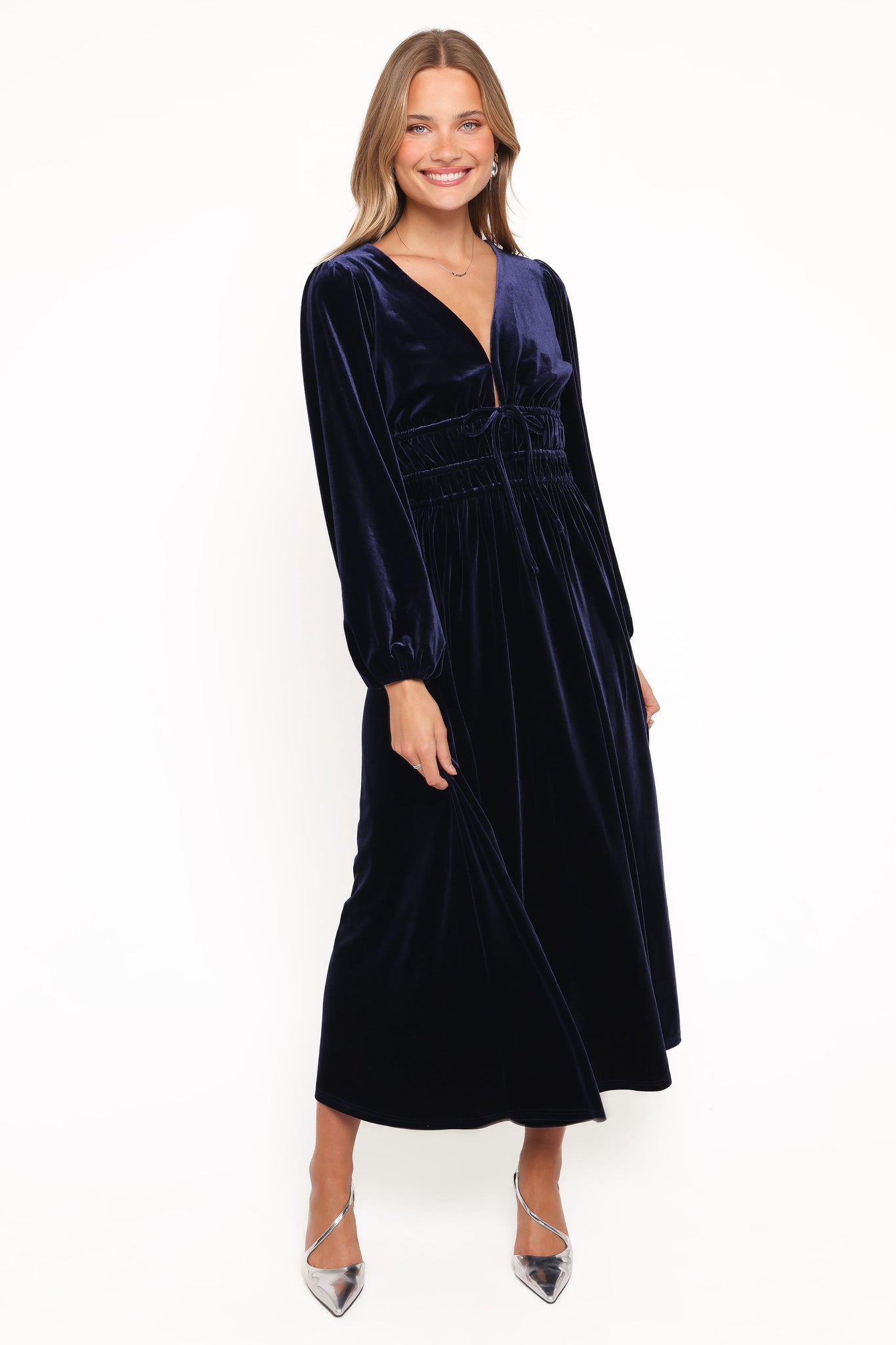 Cece Velvet Long Sleeve Maxi Dress