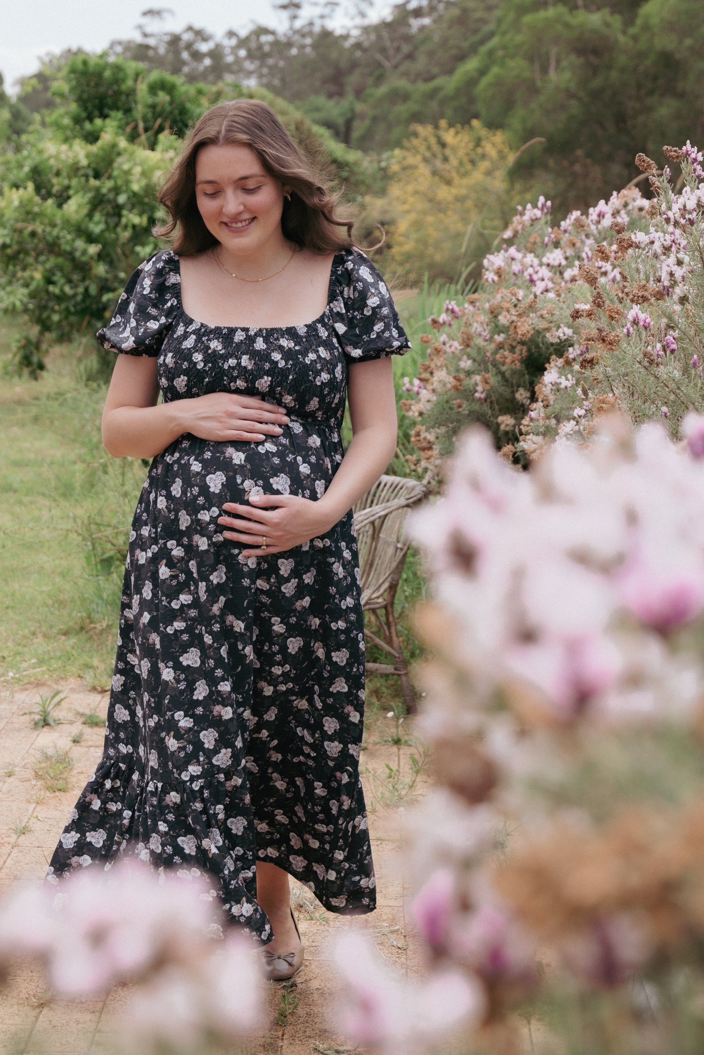 Cecelia Puff Sleeve Maxi Dress - Black Floral, S, Petal & Pup Cecelia Puff Sleeve Maxi Dress - Black Floral, S, Petal & Pup