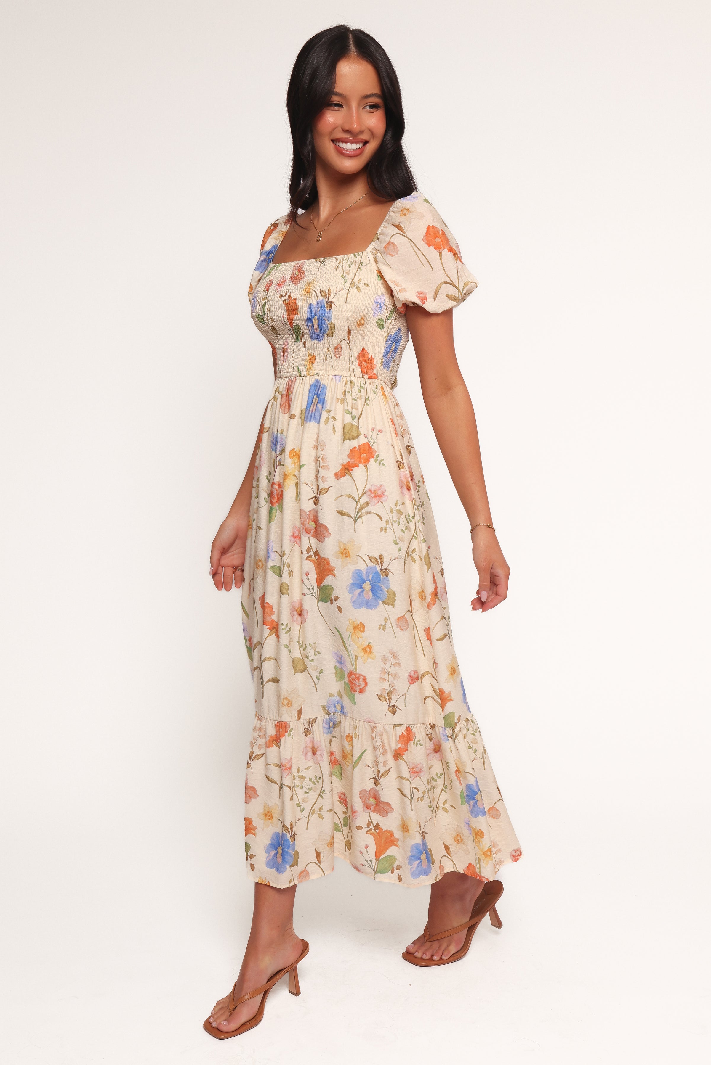 Petal and Pup USA DRESSES Cecelia Puff Sleeve Maxi Dress - Floral