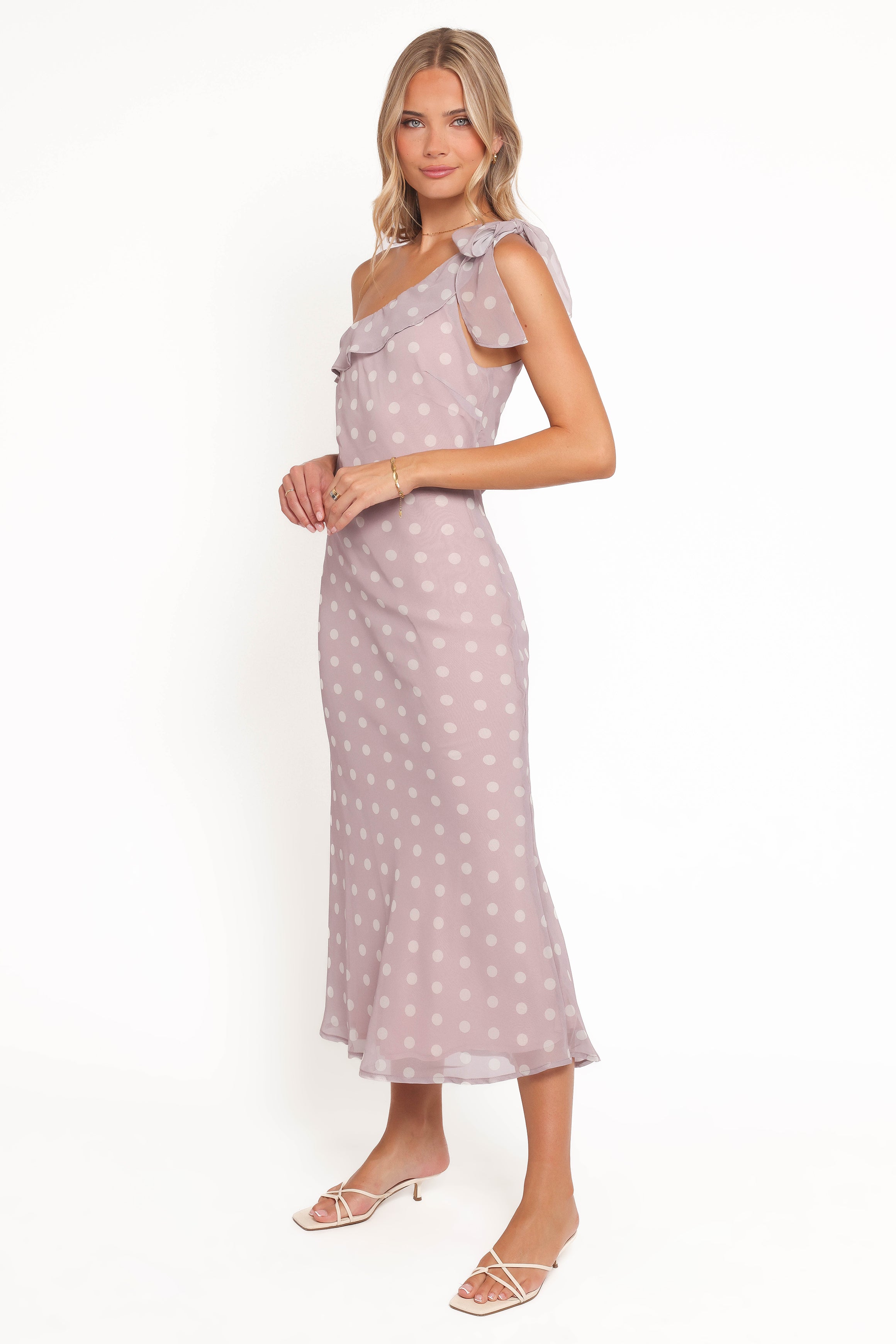 Petal and Pup USA DRESSES Celestine Maxi Dress - Lavender Polka Dot