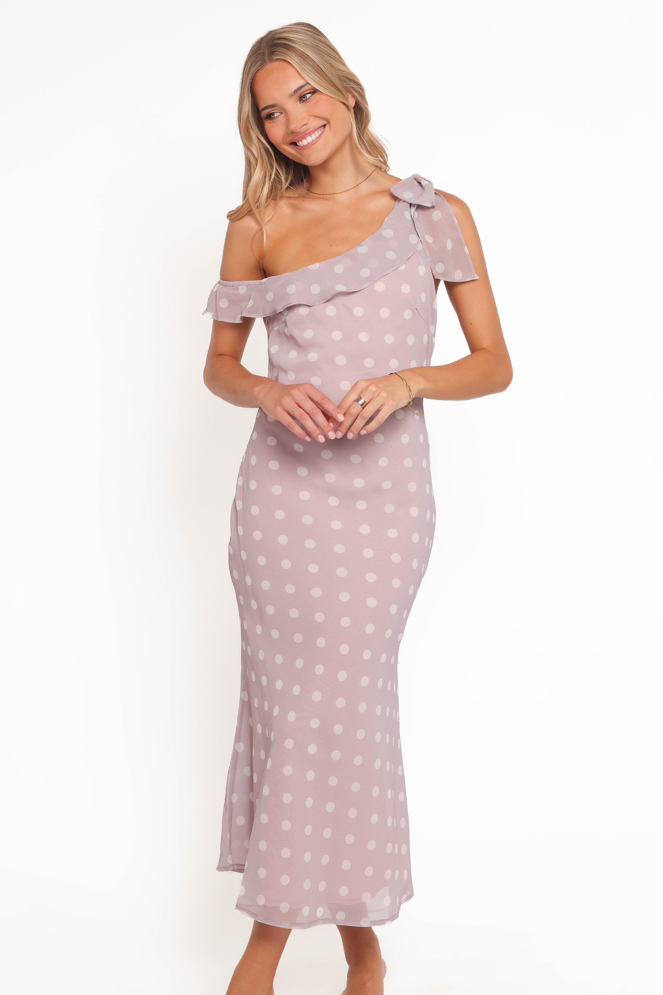 Petal and Pup USA DRESSES Celestine Maxi Dress - Lavender Polka Dot