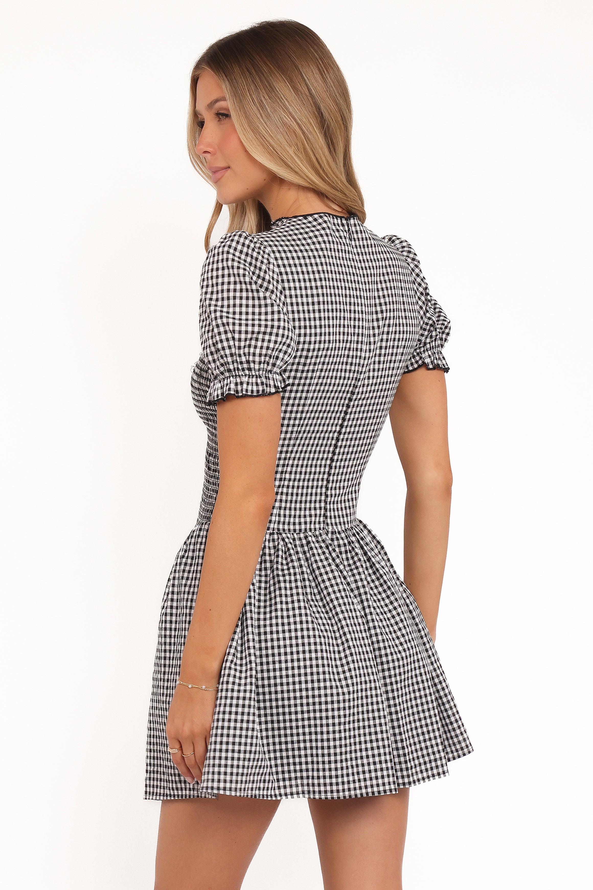 Celine Mini Dress - Black Gingham, S, Petal & Pup Celine Mini Dress - Black Gingham, S, Petal & Pup