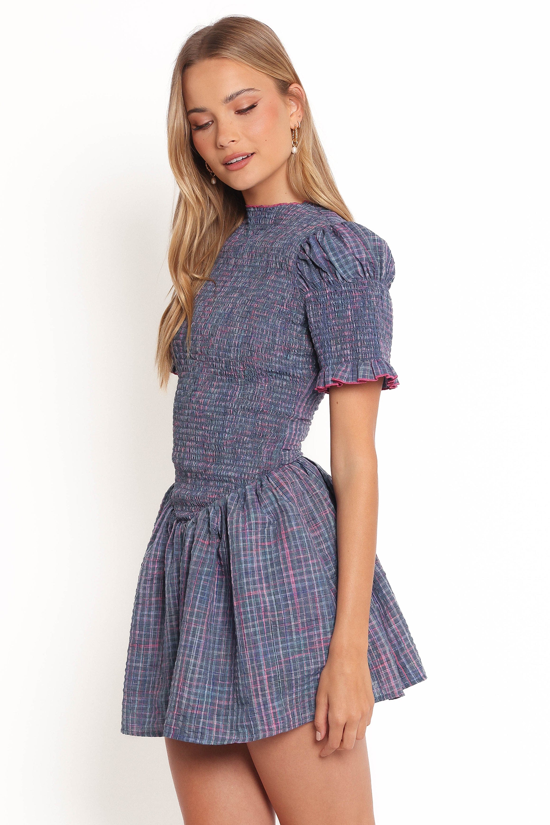 Petal and Pup USA DRESSES Celine Mini Dress - Navy Plaid (Hold for Rack)