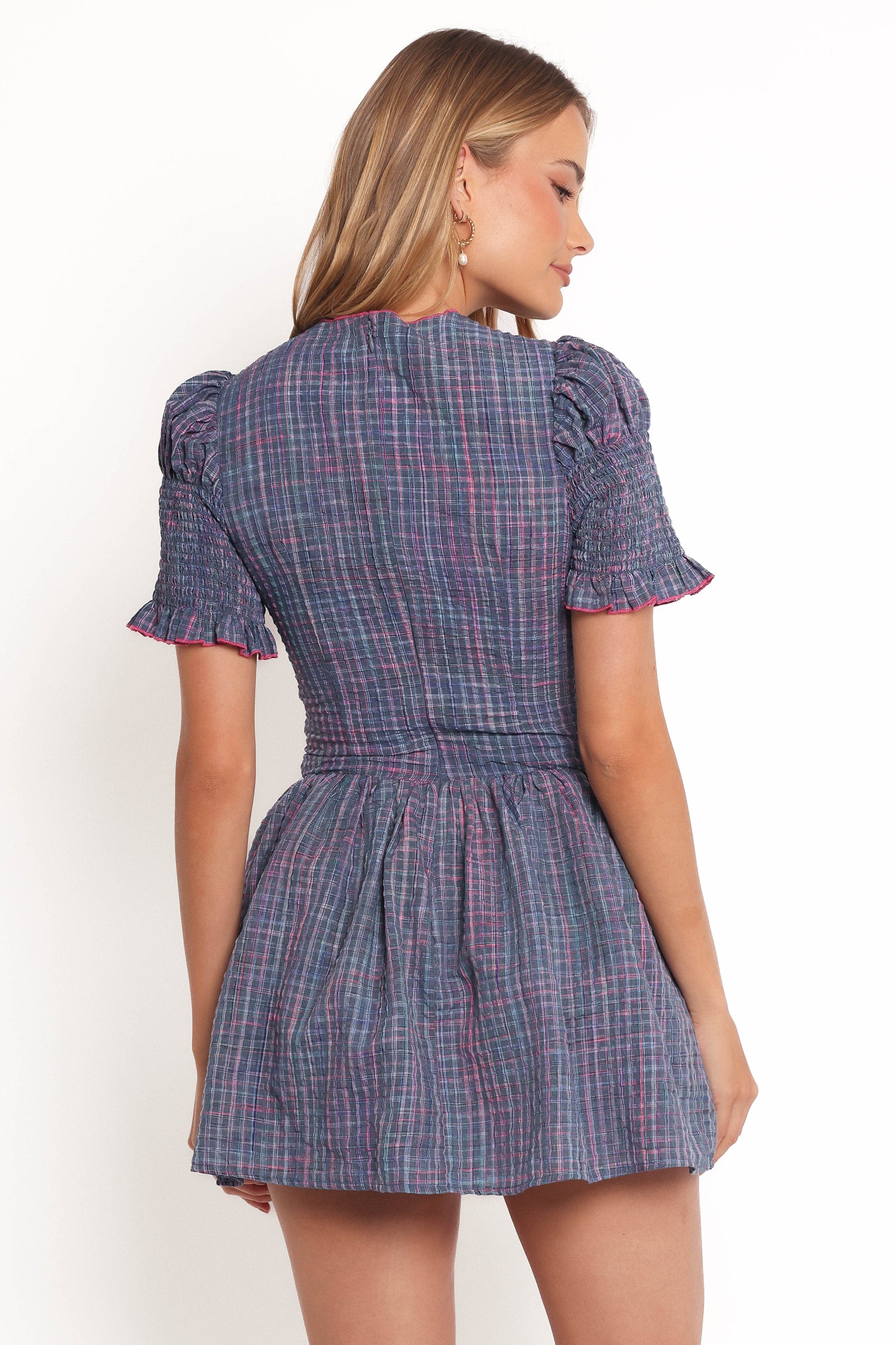 Petal and Pup USA DRESSES Celine Mini Dress - Navy Plaid (Hold for Rack)