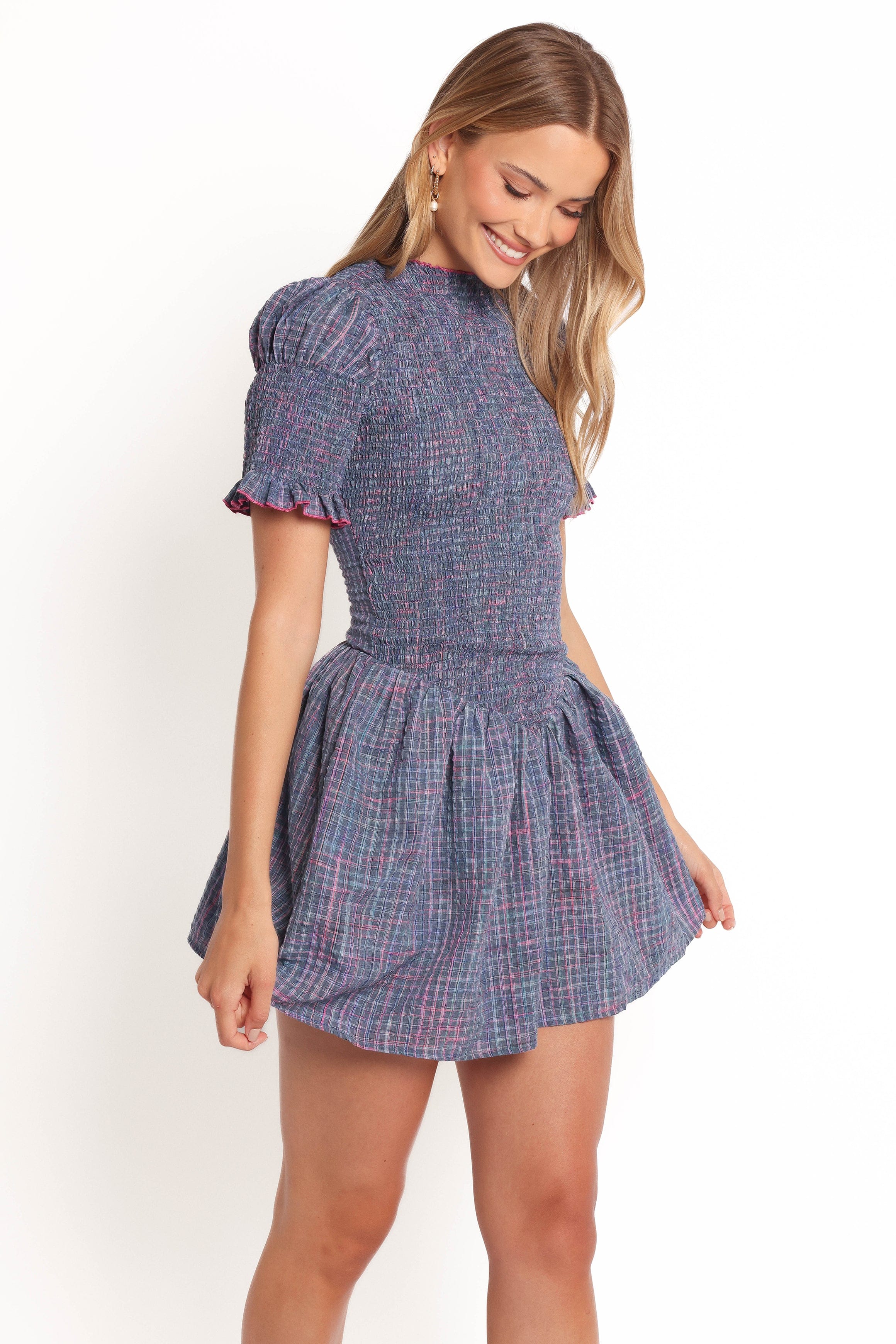 Petal and Pup USA DRESSES Celine Mini Dress - Navy Plaid (Hold for Rack)