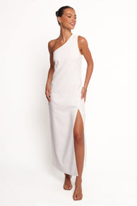 Petal and Pup USA DRESSES Chandler One Shoulder Maxi Dress - White