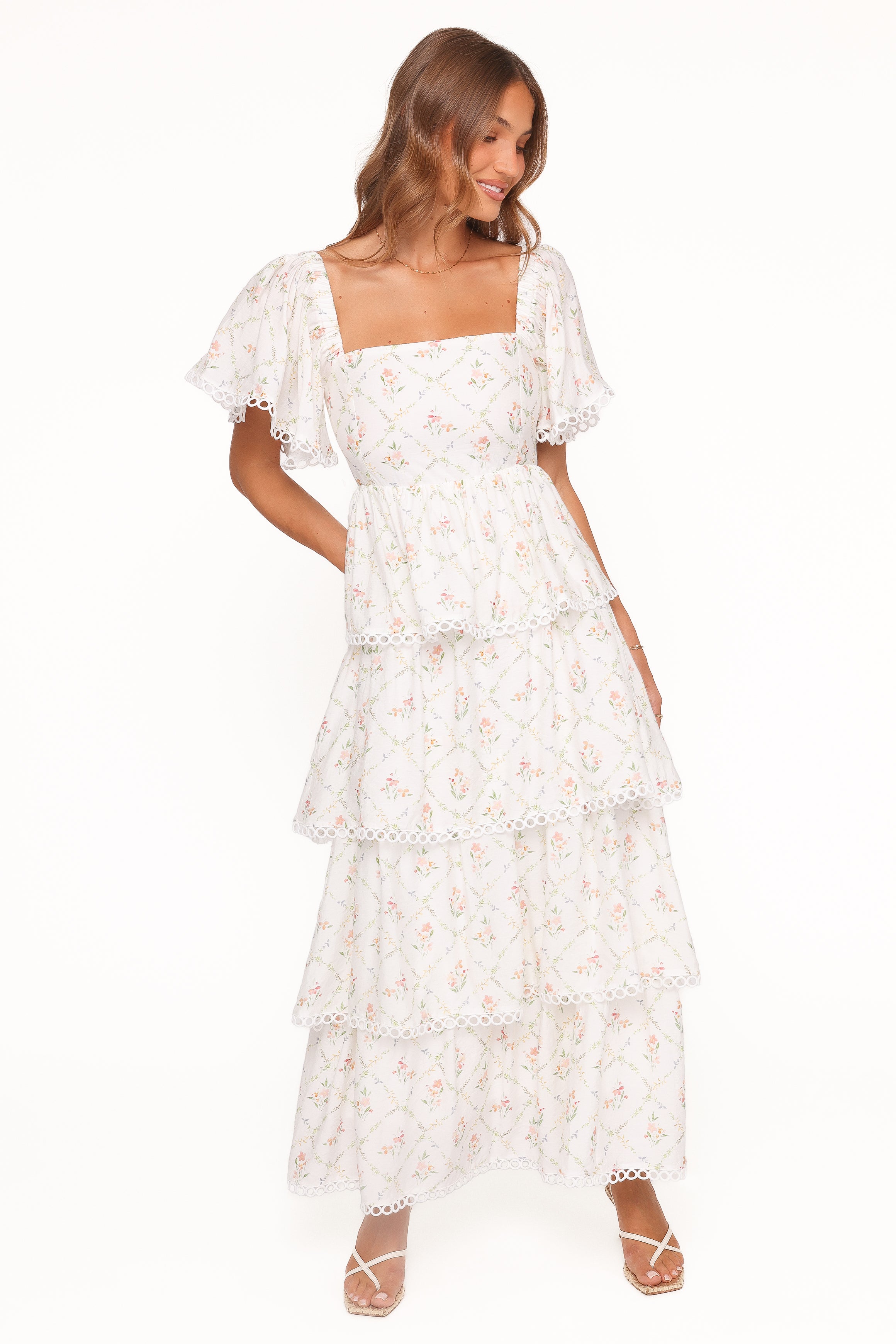 Petal and Pup USA DRESSES Chapel Maxi Dress - White Vintage Floral