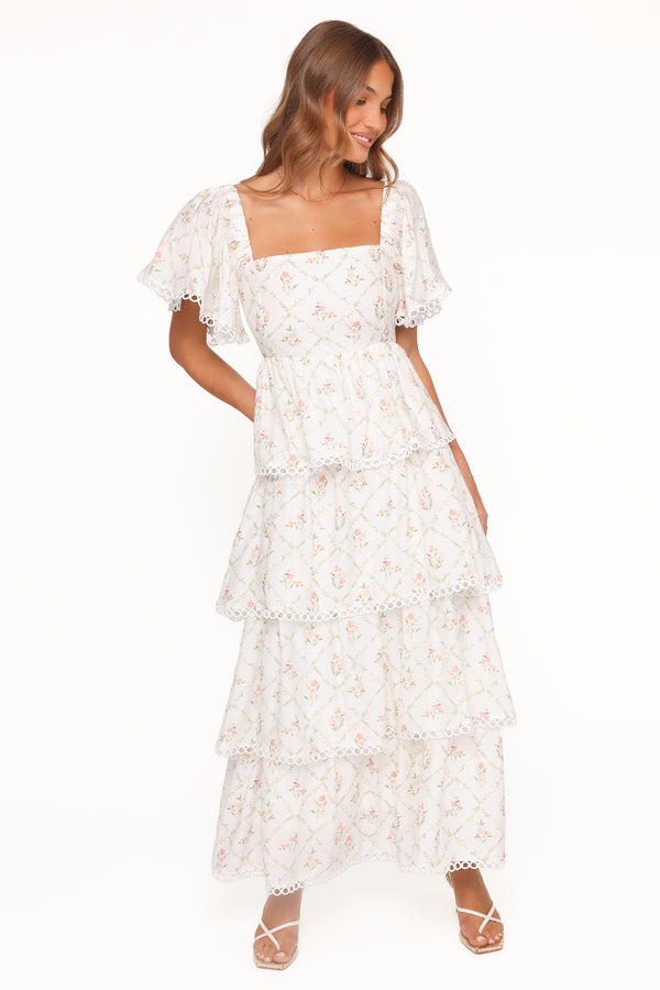Petal and Pup USA DRESSES Chapel Maxi Dress - White Vintage Floral