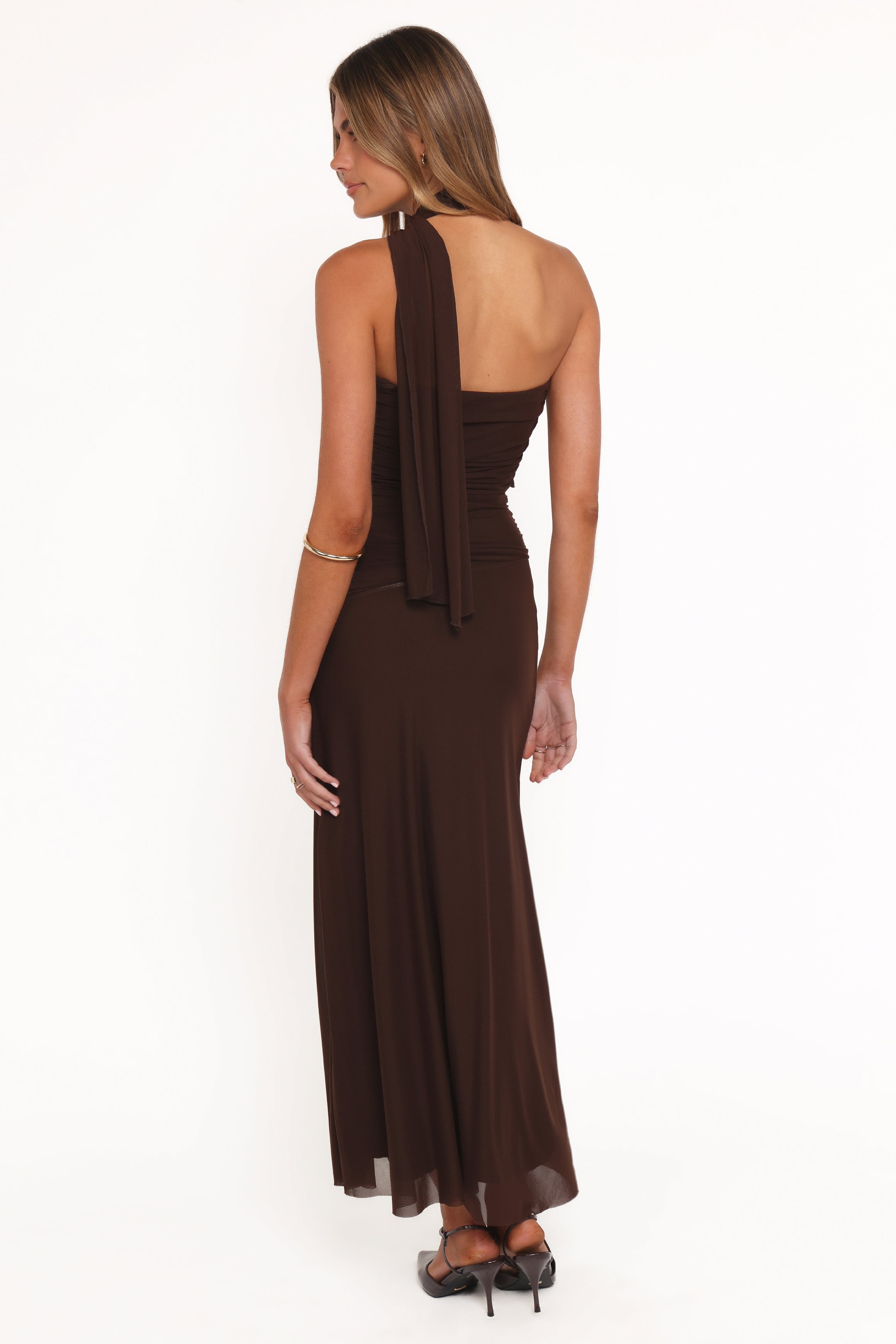 Petal and Pup USA DRESSES Charly One Shoulder Maxi Dress - Brown