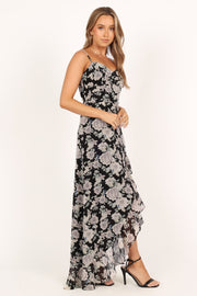 Petal and Pup USA DRESSES Charmaine Maxi Dress - Black Floral
