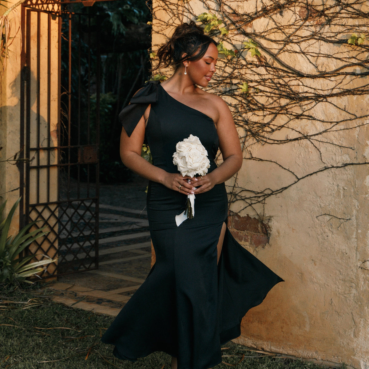 Charmed One Shoulder Midi Dress - Black | Petal & Pup USA Charmed One Shoulder Midi Dress - Black | Petal & Pup USA