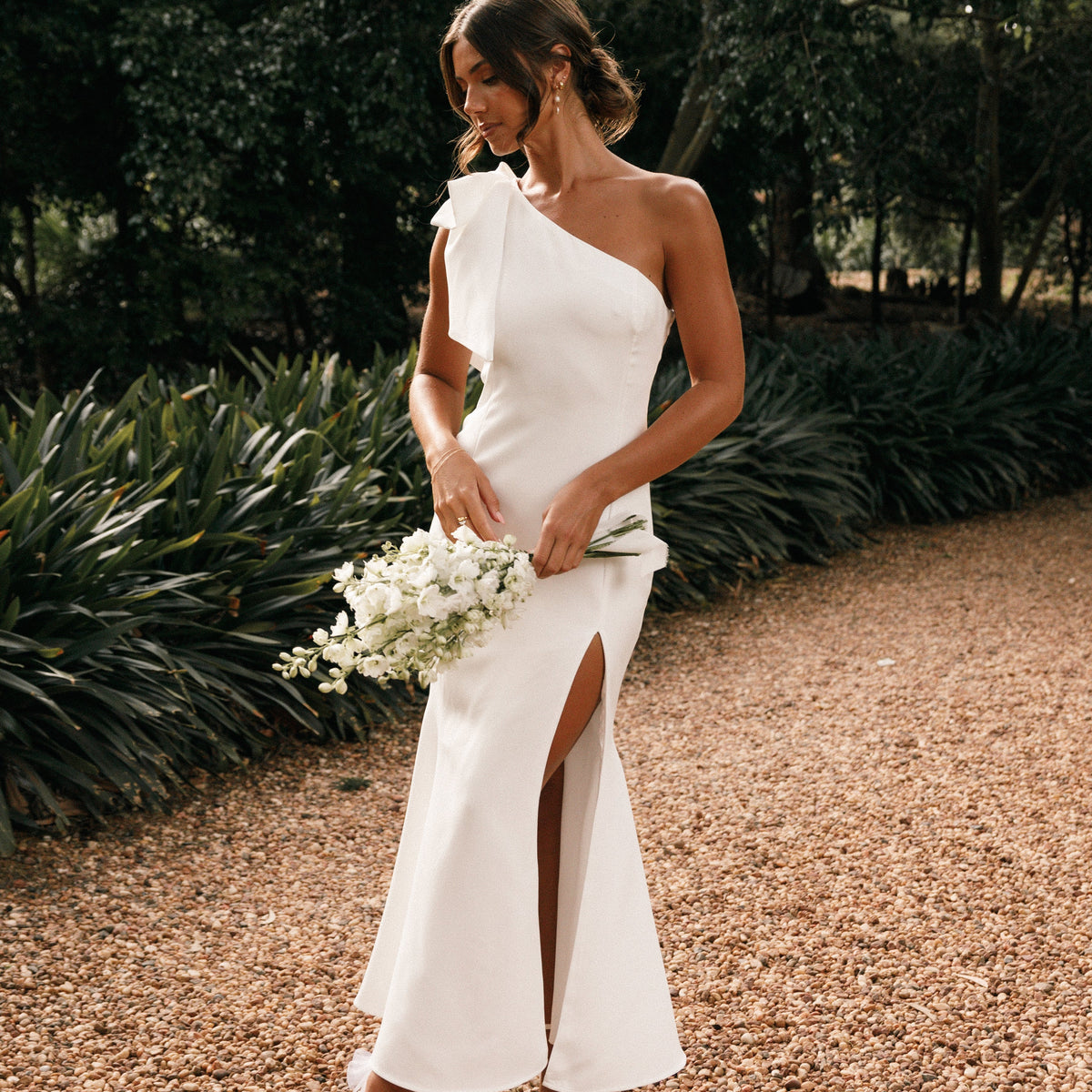 Charmed One Shoulder Midi Dress
