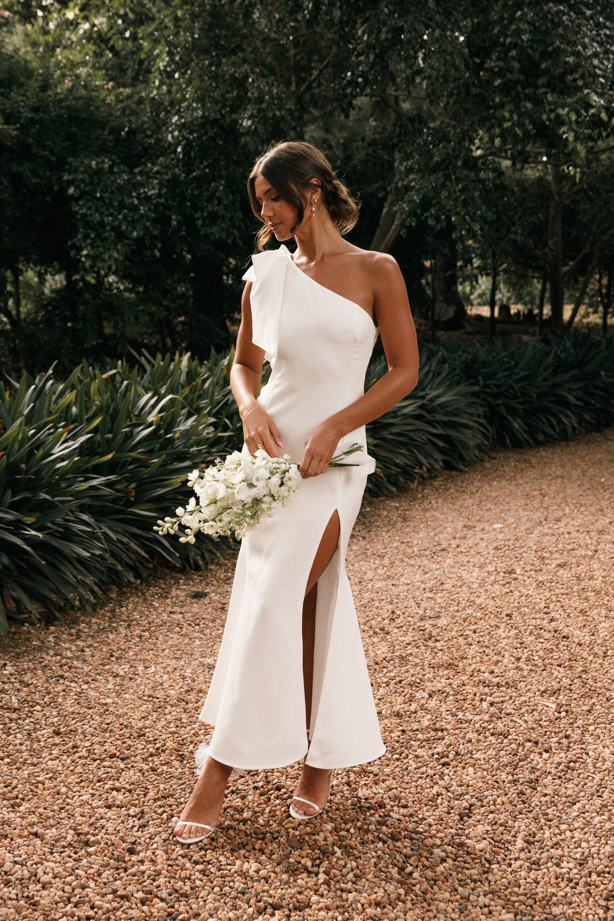 Charmed One Shoulder Midi Dress - Off White | Petal & Pup USA Charmed One Shoulder Midi Dress - Off White | Petal & Pup USA