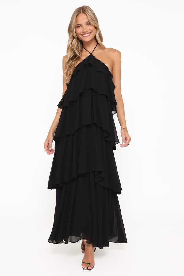 Petal and Pup USA DRESSES Chasity Halterneck Maxi Dress - Black